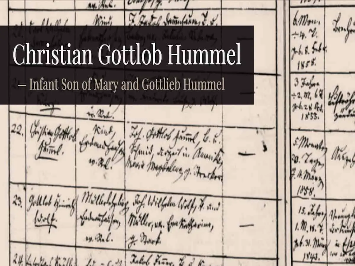 Christian Gottlob Hummel, Son of Mary And Gottlieb