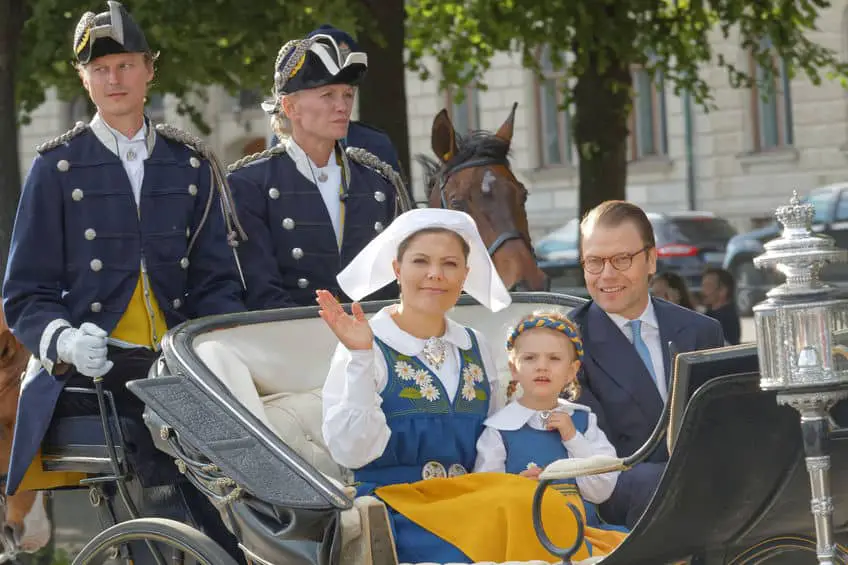 The Swedish Crown Princess Victoria, Prince Daniel and Princess Estelle Bernadotte in Stockholm, Sweden.
